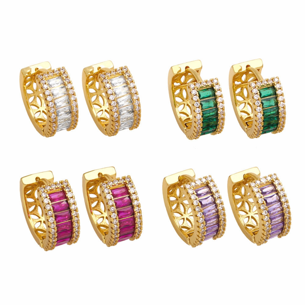 Wholesale Geometric Zircon Copper Earrings