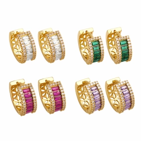 Wholesale Geometric Zircon Copper Earrings