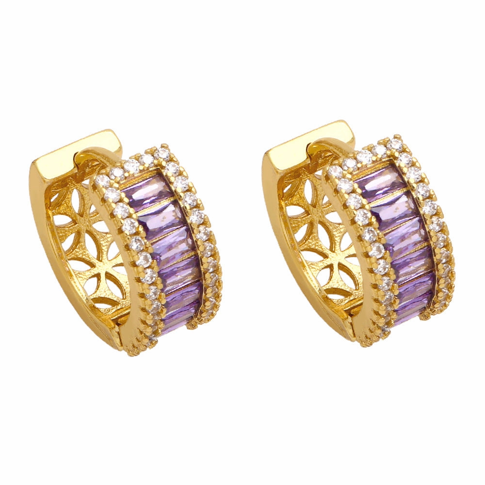Wholesale Geometric Zircon Copper Earrings