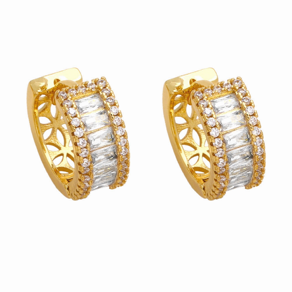 Wholesale Geometric Zircon Copper Earrings