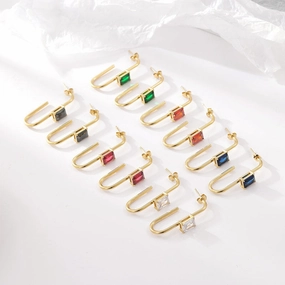 Wholesale Geometric Zircon Inlaid Stainless Steel Earrings