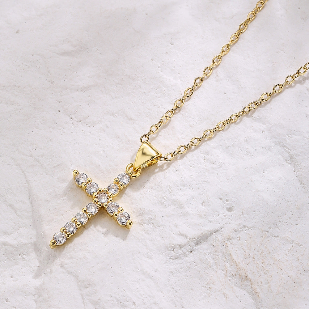 Wholesale Geometry Pendant Zircon Gold Plated Necklaces