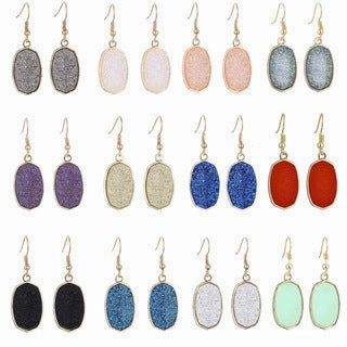Wholesale Geometry Resin Teeth Alloy Earrings