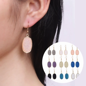 Wholesale Geometry Resin Teeth Alloy Earrings