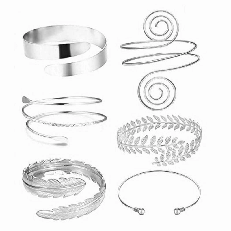 Wholesale Geometry Six Piece Set Exaggerated Leaf Metal Bracelet