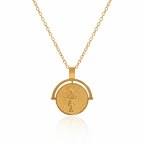 Wholesale Girl Portrait Titanium Steel 18K Gold Plated Necklace Sweater Chain
