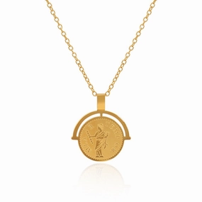 Wholesale Girl Portrait Titanium Steel 18K Gold Plated Necklace Sweater Chain