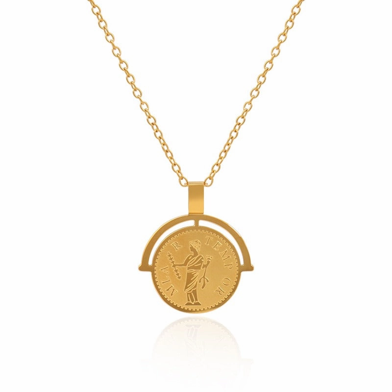 Wholesale Girl Portrait Titanium Steel 18K Gold Plated Necklace Sweater Chain