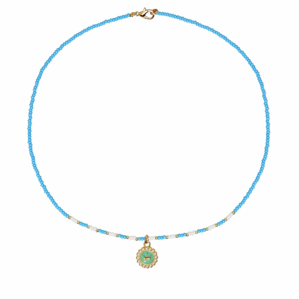 Wholesale Glass Colorful Hand Beaded Crown Pendant Pearl Necklace
