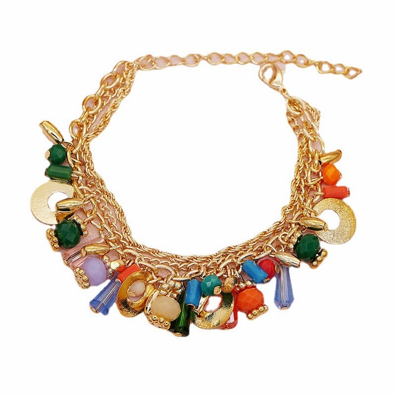 Wholesale Glass Crystal Mixed Color Multilayer Beaded Bracelet