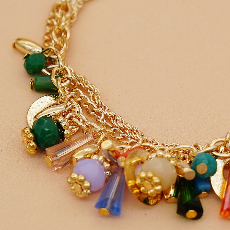 Wholesale Glass Crystal Mixed Color Multilayer Beaded Bracelet