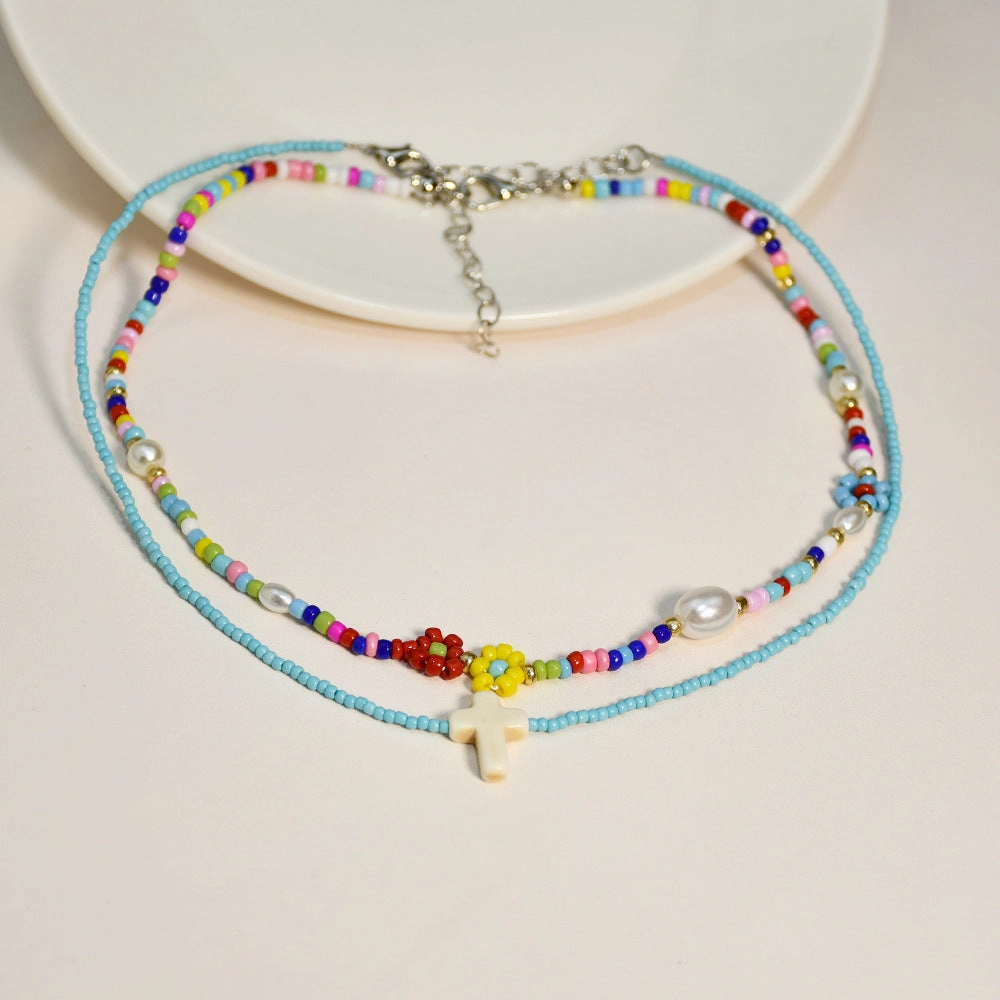 Wholesale Glass Hand Beaded Clavicle Necklace