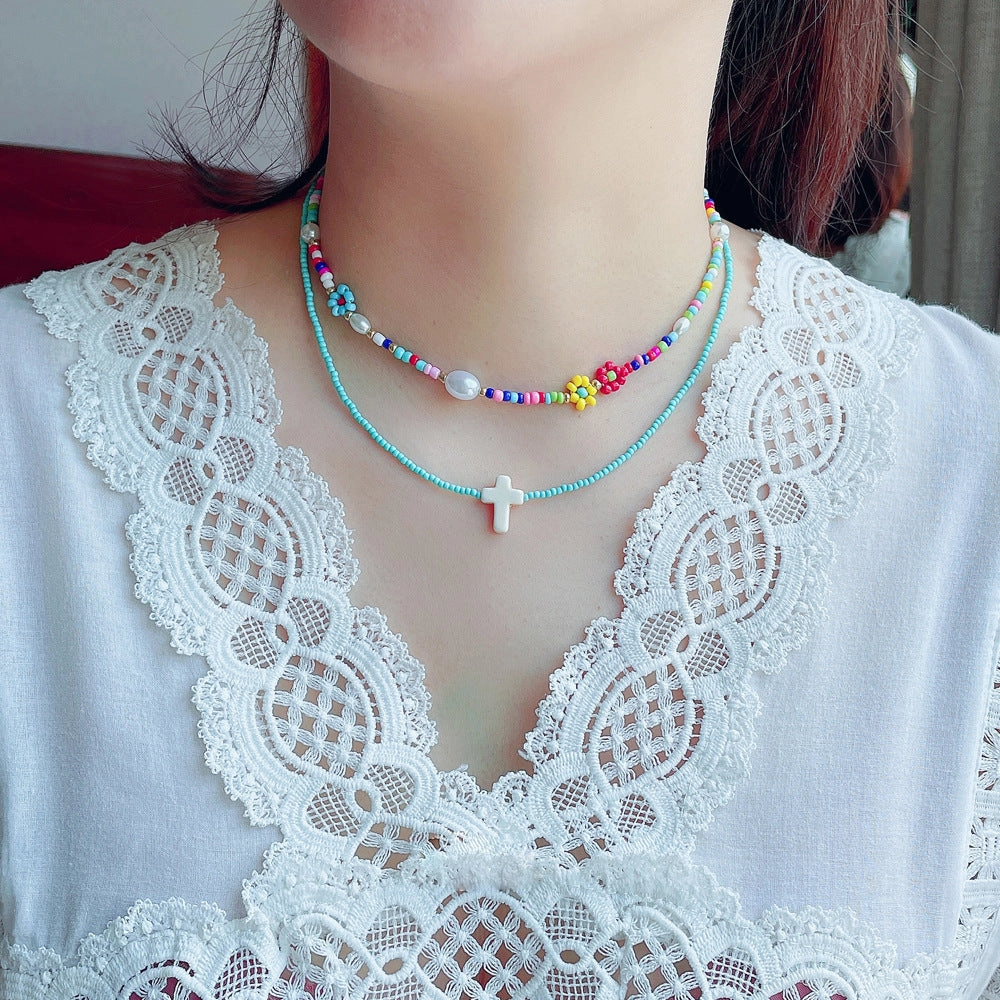 Wholesale Glass Hand Beaded Clavicle Necklace