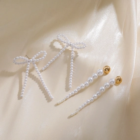 Wholesale Glass Pearl Copper Ear Studs