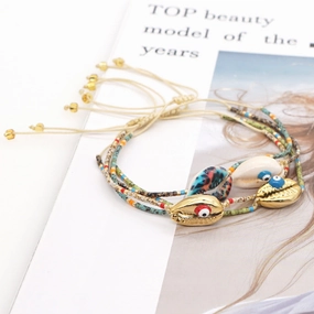 Wholesale Glass Rice Beads Woven Natural Shell Eyes Bracelet