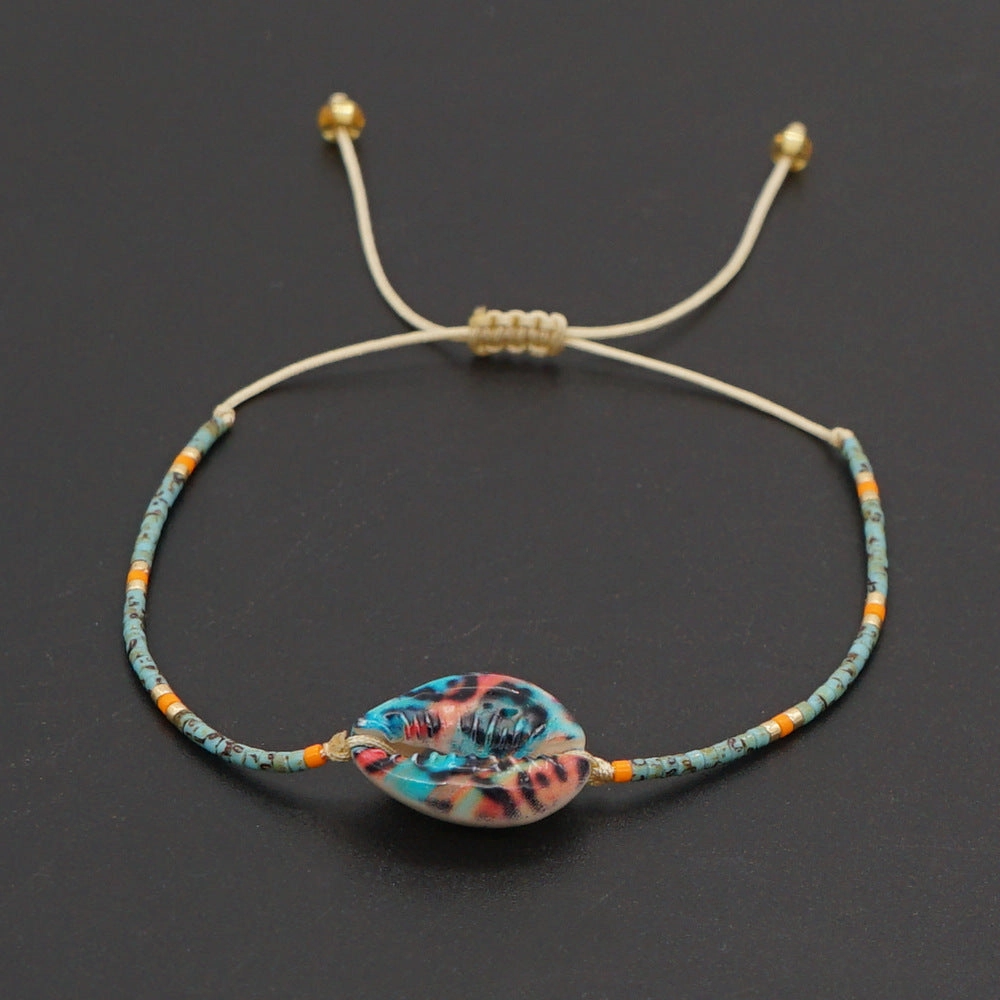 Wholesale Glass Rice Beads Woven Natural Shell Eyes Bracelet