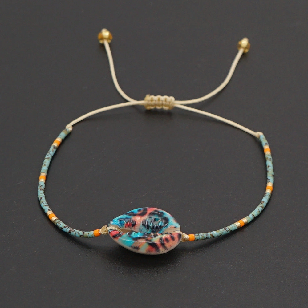 Wholesale Glass Rice Beads Woven Natural Shell Eyes Bracelet