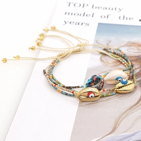 Wholesale Glass Rice Beads Woven Natural Shell Eyes Bracelet