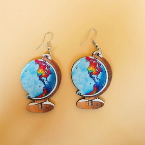 Wholesale Globe Wooden Earrings