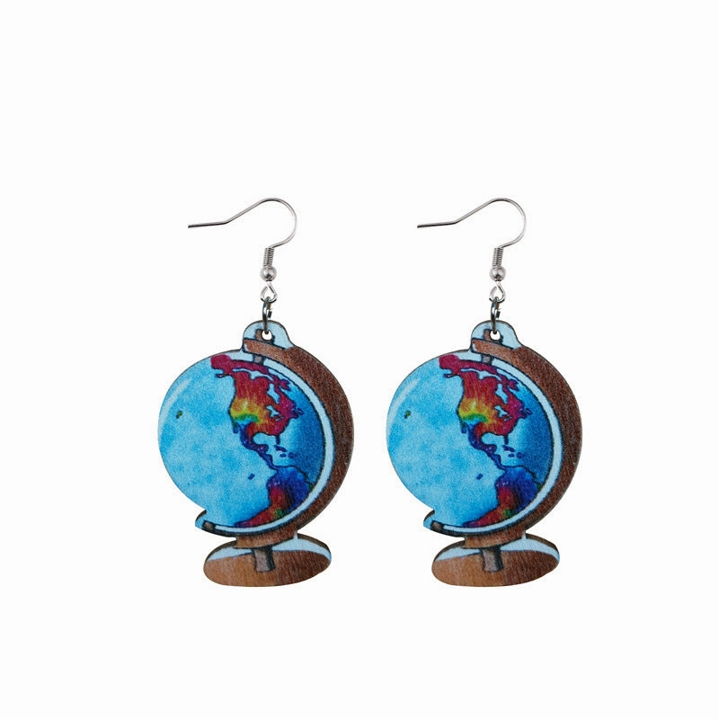 Wholesale Globe Wooden Earrings