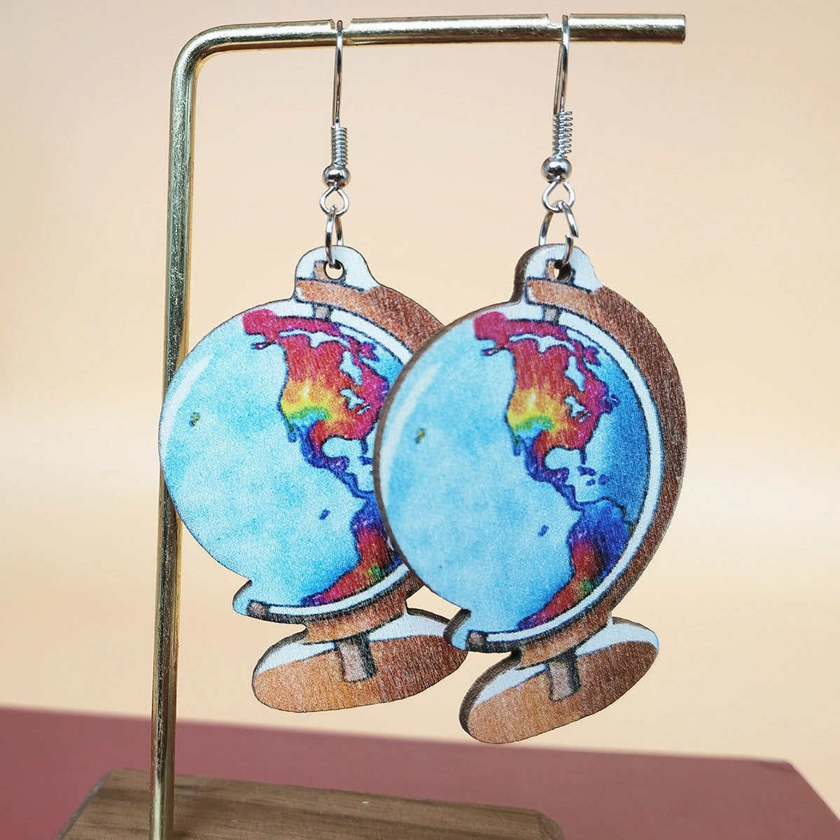 Wholesale Globe Wooden Earrings
