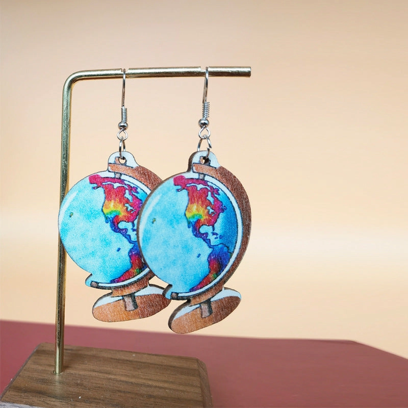 Wholesale Globe Wooden Earrings