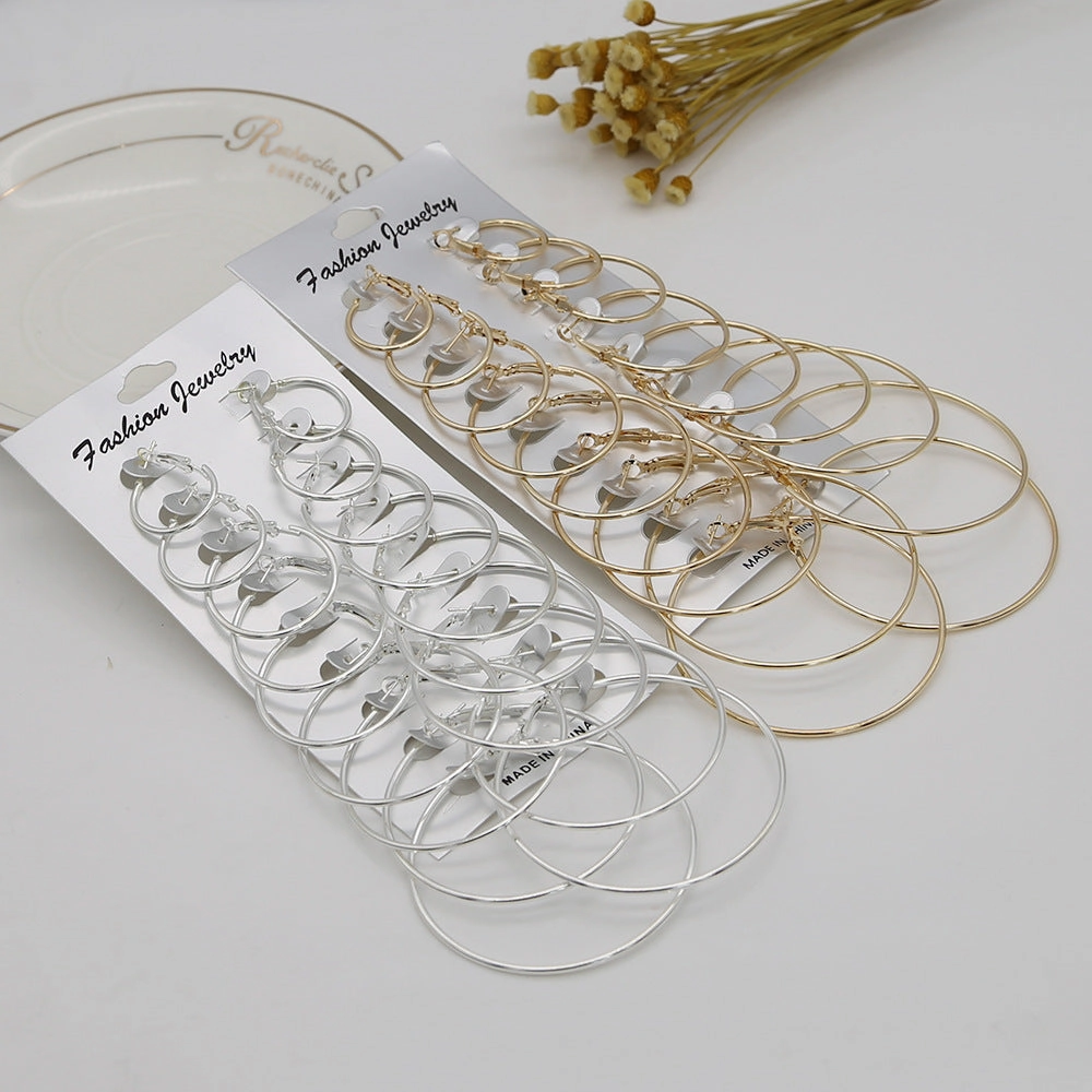 Wholesale Glossy Big Circle Earrings Set