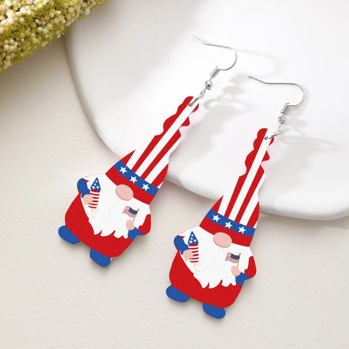 Wholesale Gnome Elf Stars and Stripes Leather Earrings
