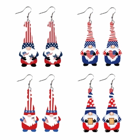 Wholesale Gnome Elf Stars and Stripes Leather Earrings