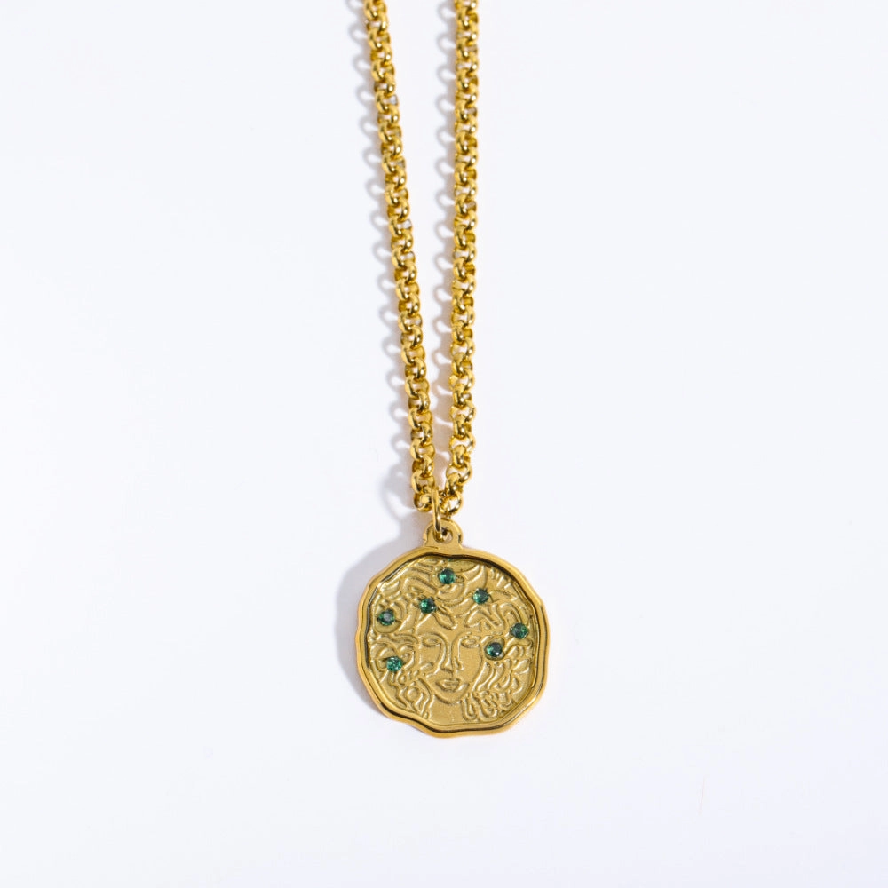Wholesale God Athena Medusa Pendant Stainless Steel Sweater Chain