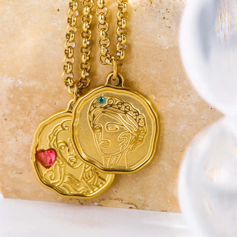 Wholesale God Athena Medusa Pendant Stainless Steel Sweater Chain