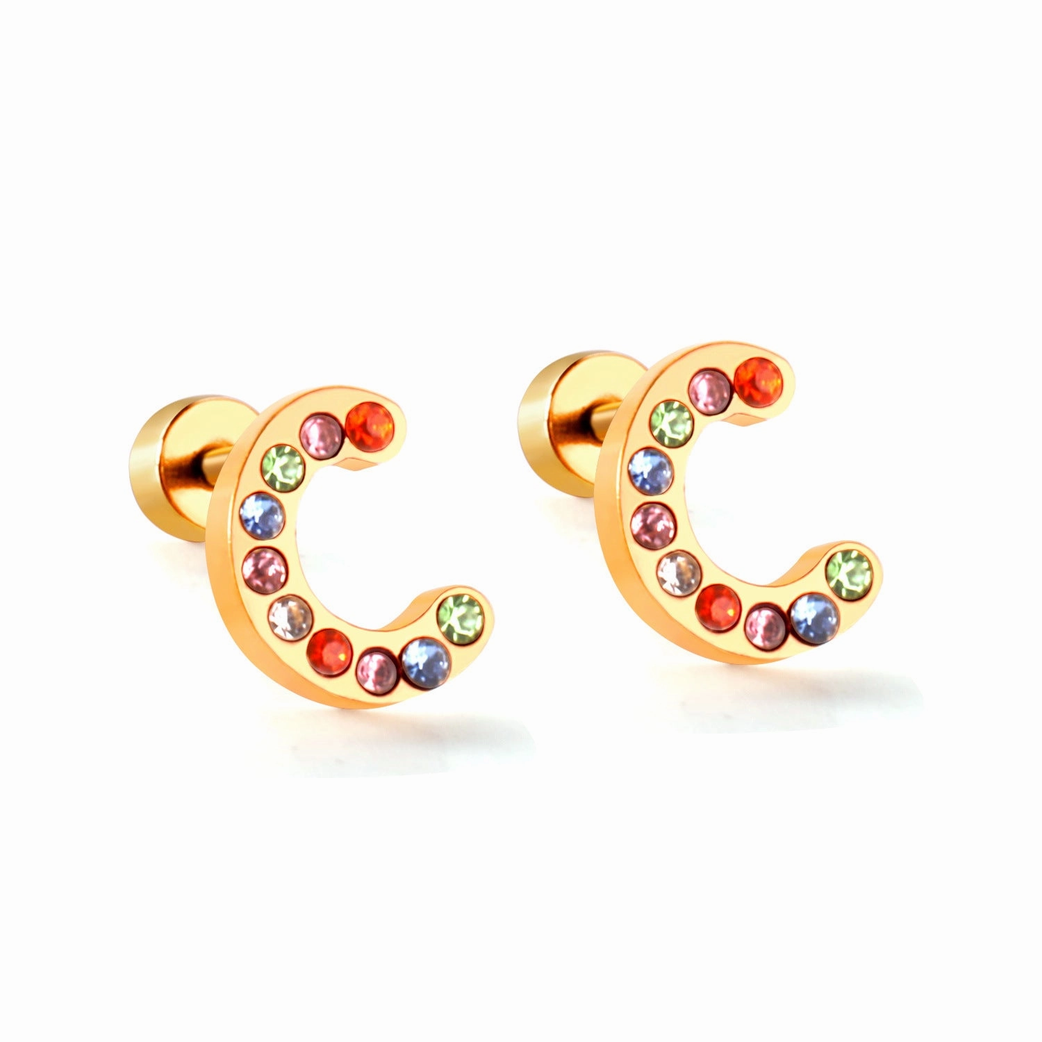 Wholesale Gold 26 Letters Stainless Steel Ear Studs Earrings