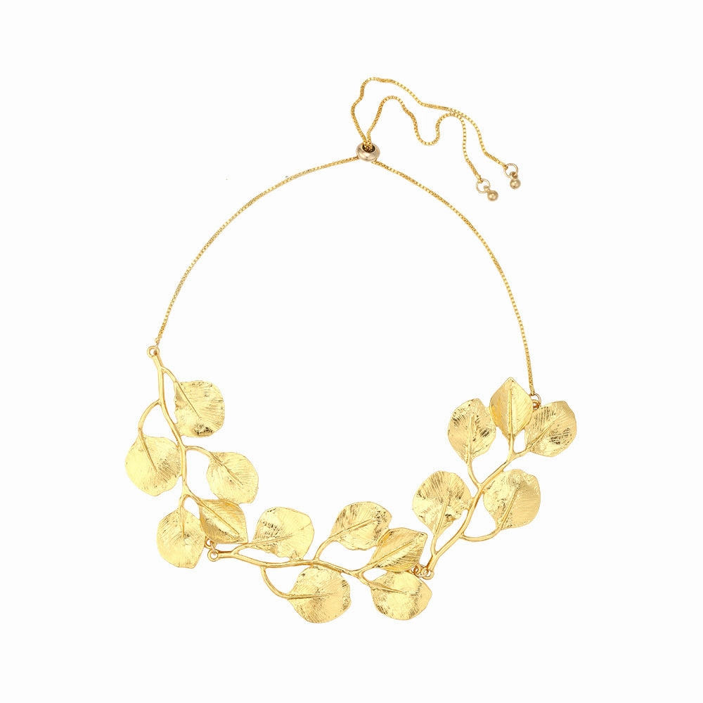 Wholesale Gold Alloy Leaf Necklace