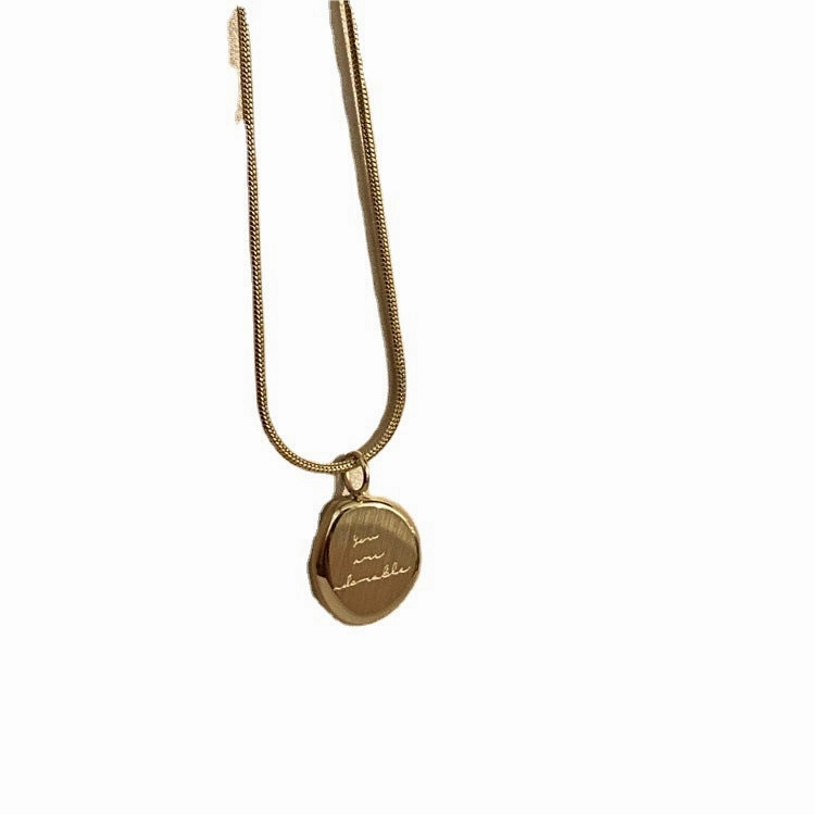 Wholesale Gold Alphabet Oval Pendant Titanium Steel Necklaces