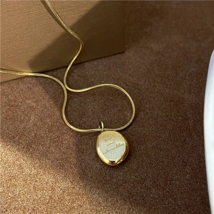 Wholesale Gold Alphabet Oval Pendant Titanium Steel Necklaces