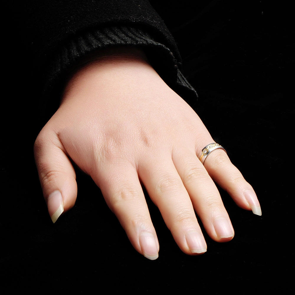 Wholesale Gold and Silver Dual Color Electroplated Titanium Steel Men's Rings