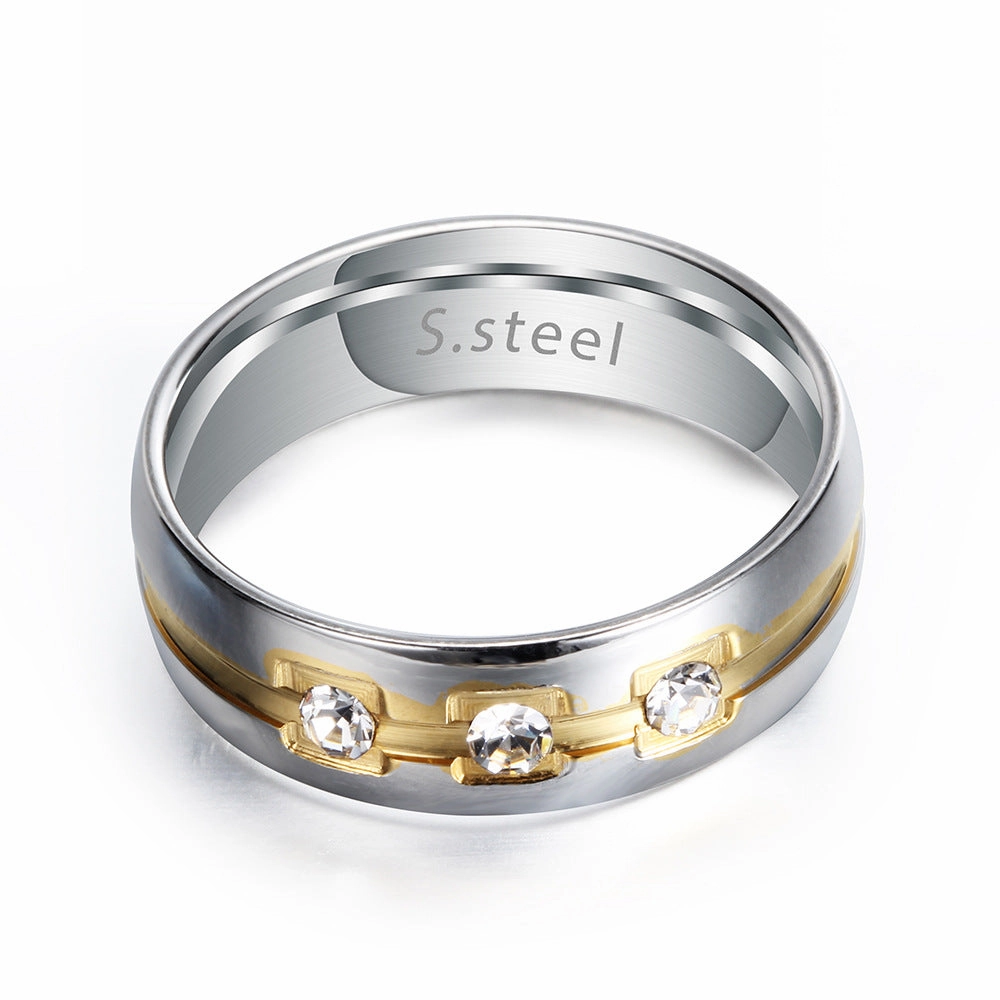 Wholesale Gold and Silver Dual Color Electroplated Titanium Steel Men's Rings