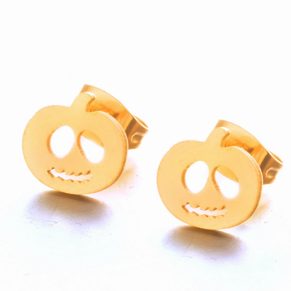 Wholesale Gold and Silver Pumpkin Ghost Stainless Steel Earrings