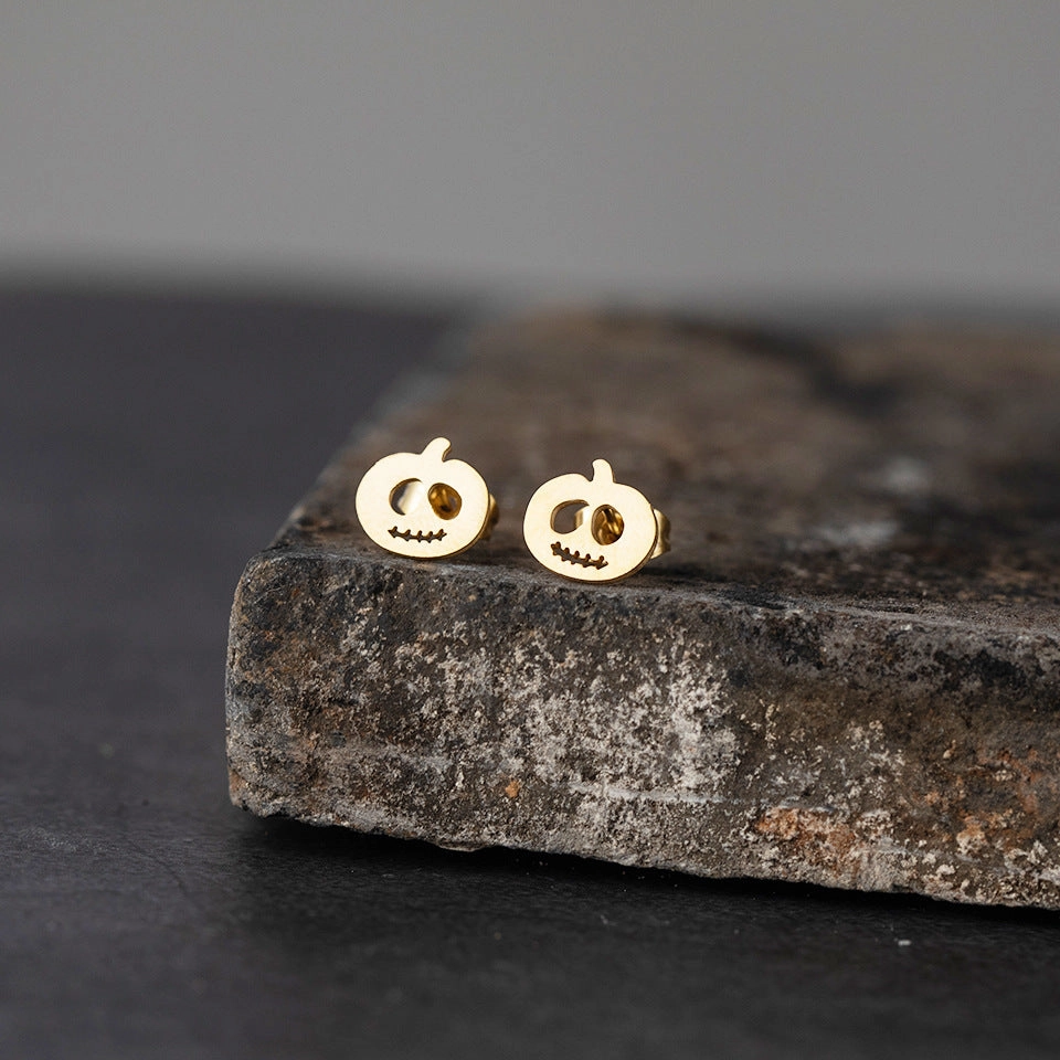 Wholesale Gold and Silver Pumpkin Ghost Stainless Steel Earrings