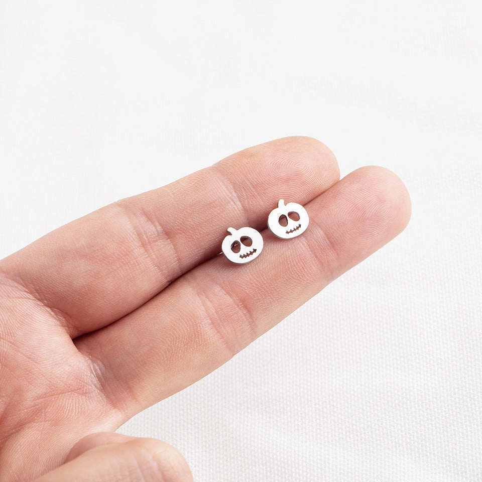 Wholesale Gold and Silver Pumpkin Ghost Stainless Steel Earrings