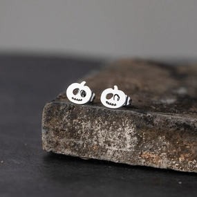 Wholesale Gold and Silver Pumpkin Ghost Stainless Steel Earrings