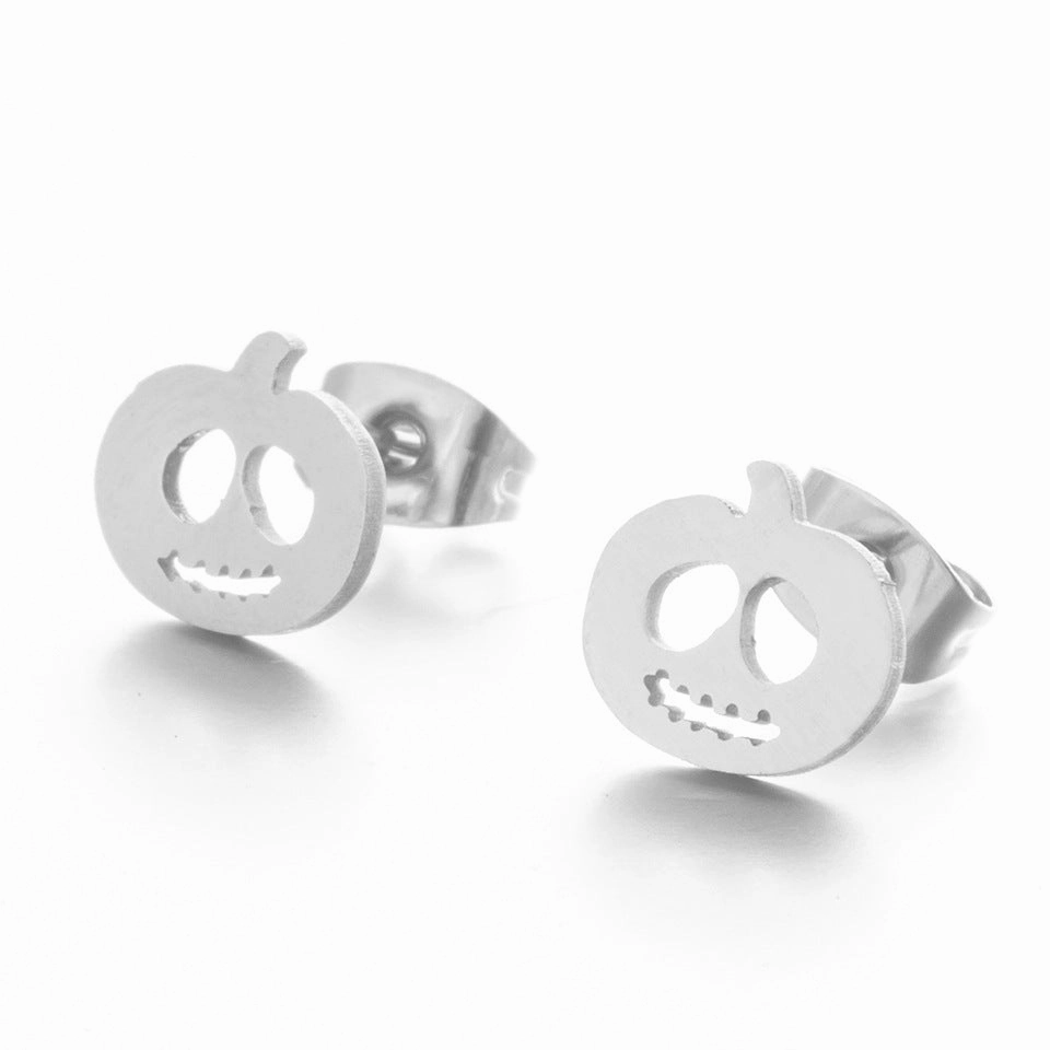 Wholesale Gold and Silver Pumpkin Ghost Stainless Steel Earrings