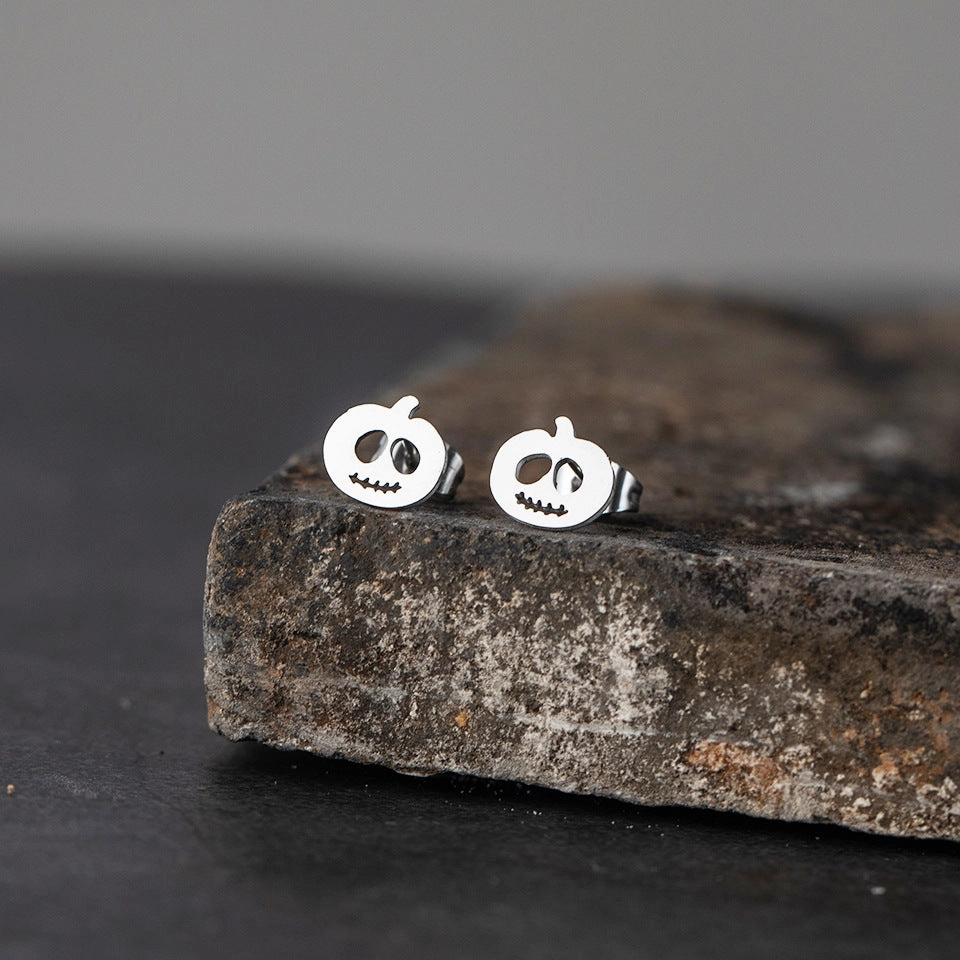 Wholesale Gold and Silver Pumpkin Ghost Stainless Steel Earrings