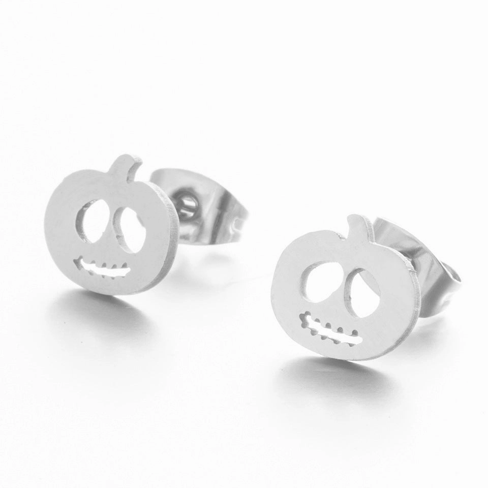 Wholesale Gold and Silver Pumpkin Ghost Stainless Steel Earrings
