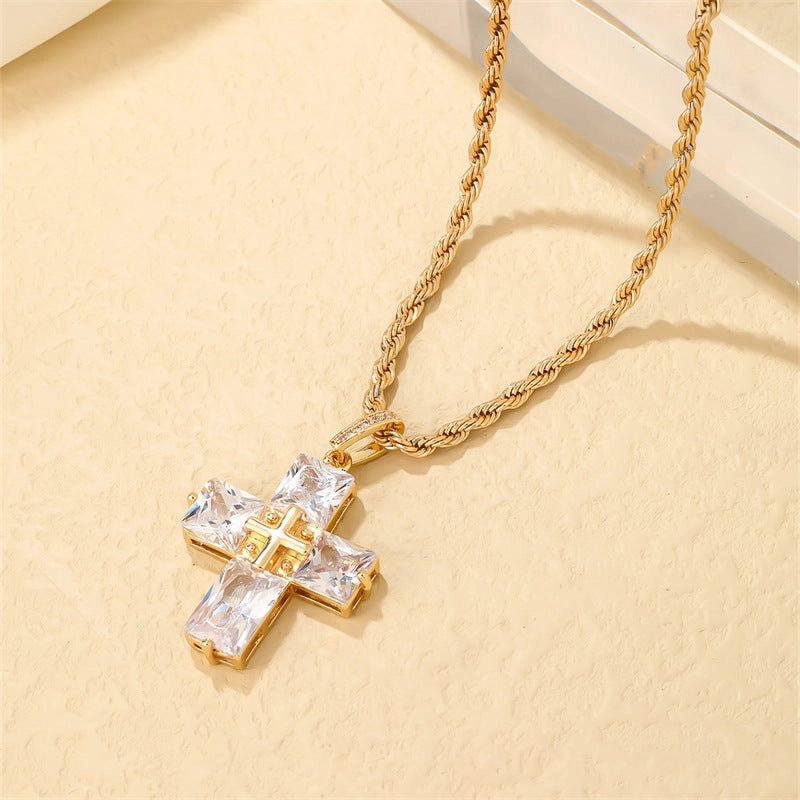 Wholesale Gold Bear Cross Copper Necklace