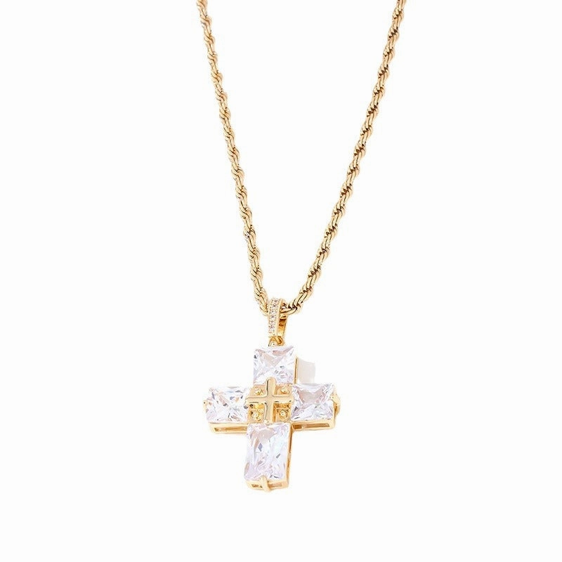 Wholesale Gold Bear Cross Copper Necklace