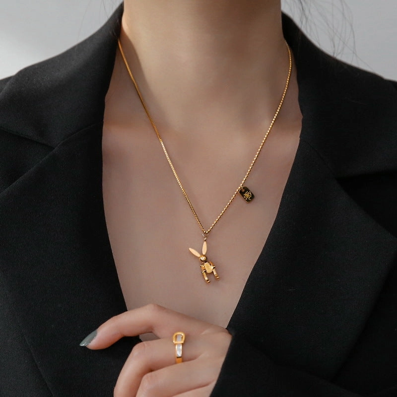 Wholesale Gold Bunny Titanium Steel Necklaces