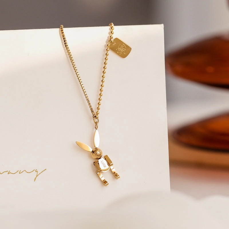 Wholesale Gold Bunny Titanium Steel Necklaces