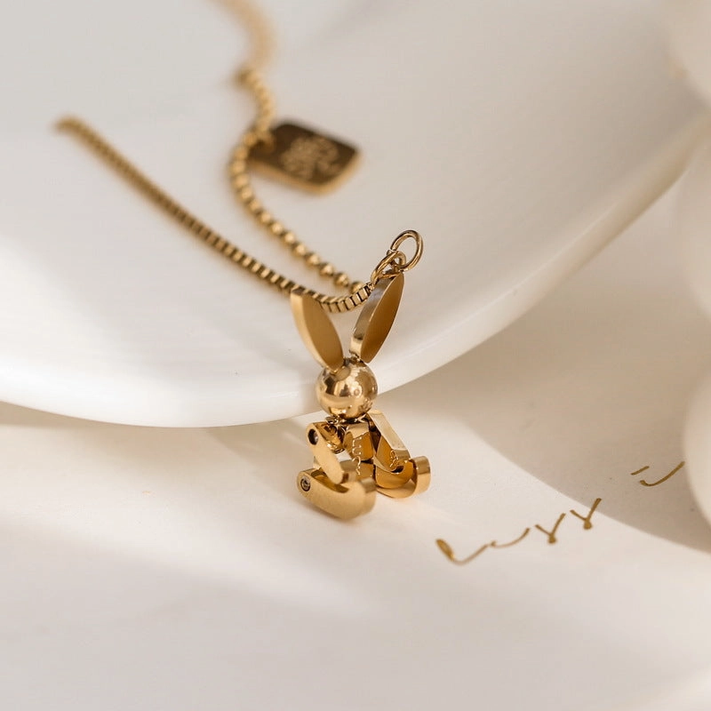 Wholesale Gold Bunny Titanium Steel Necklaces
