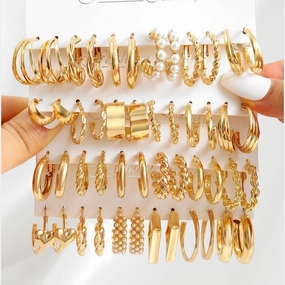 Wholesale Gold C-shaped Chain Earrings Set